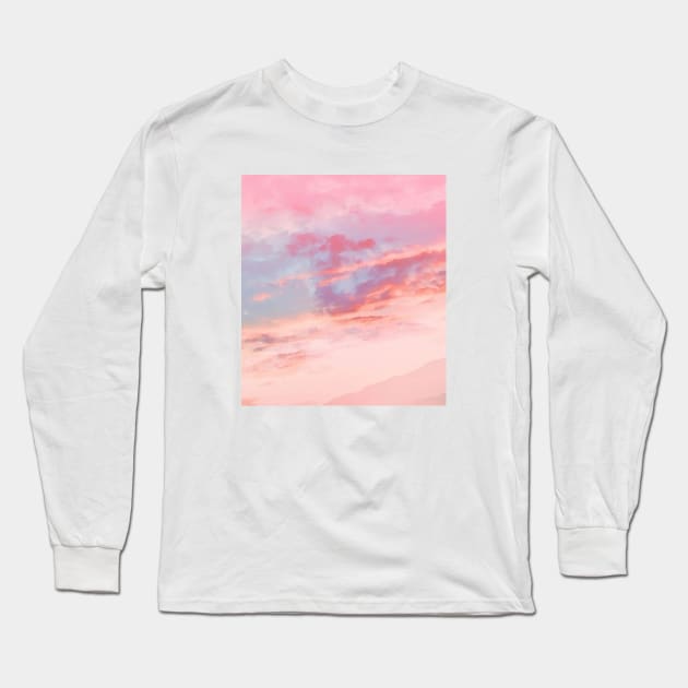 Sunset Clouds Oil Painting Long Sleeve T-Shirt by Glenn Landas Digital Art